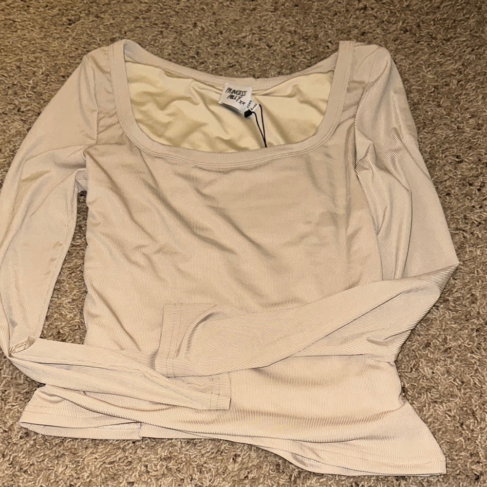 Beige Long Sleeve Top